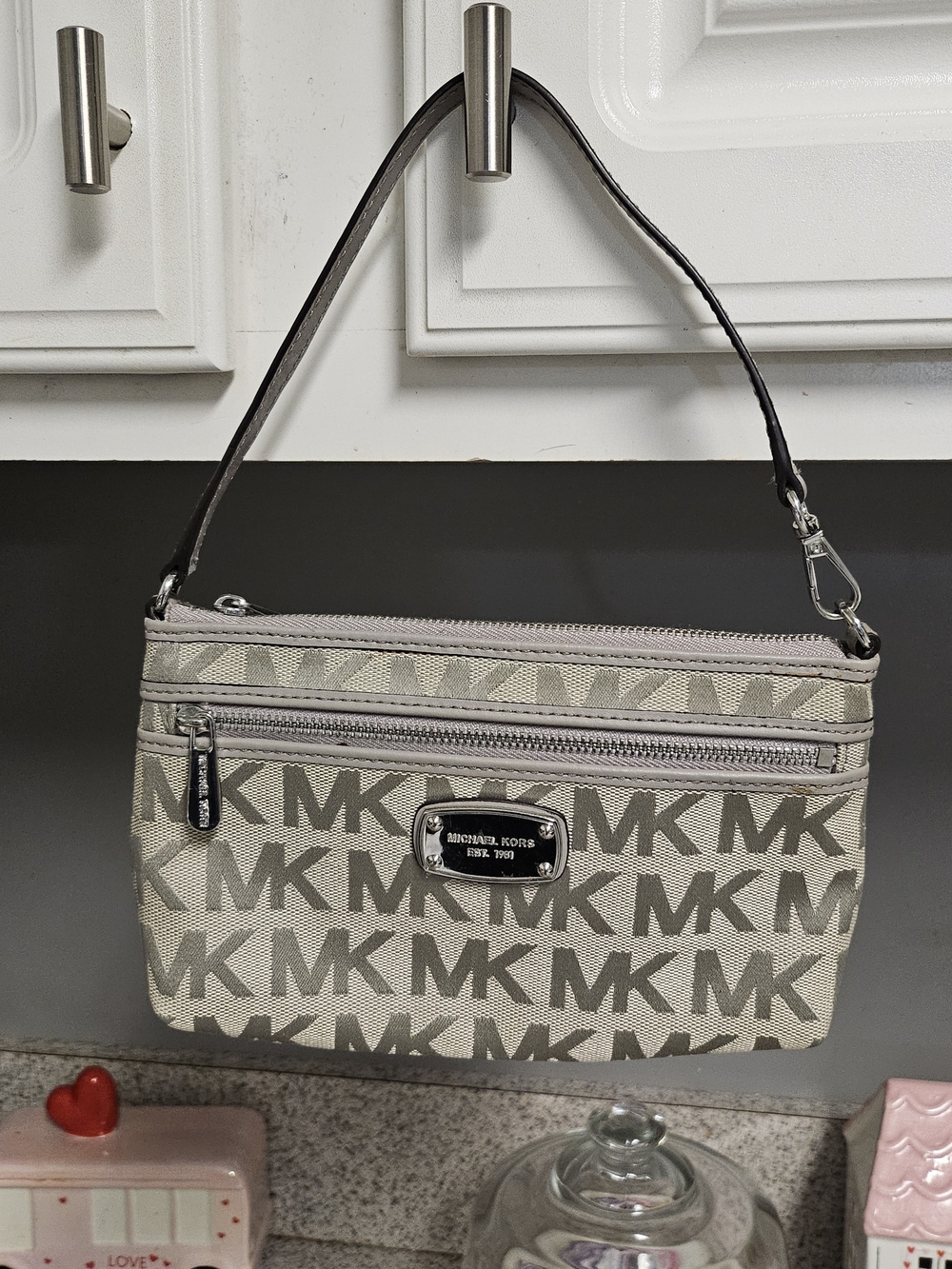 Michael Kors Beige Monogram Wristlet